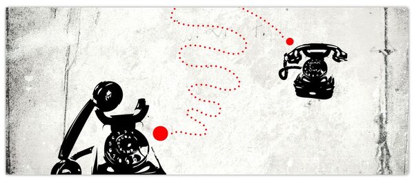 Tablou - Desen de telefon în stilul lui Banksy (120x50 cm)