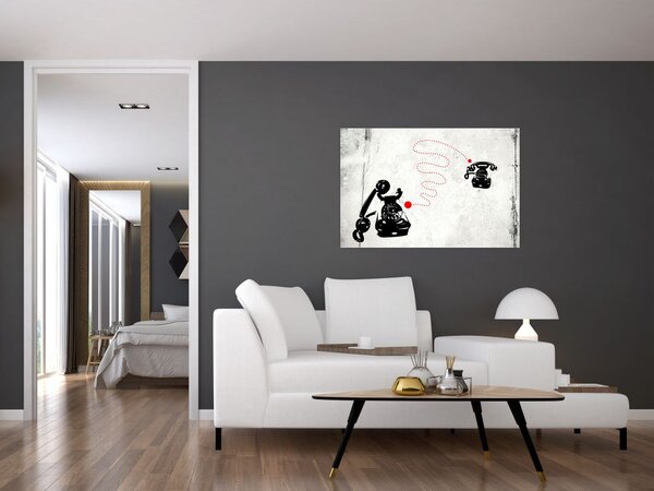 Tablou - Desen de telefon în stilul lui Banksy (90x60 cm)