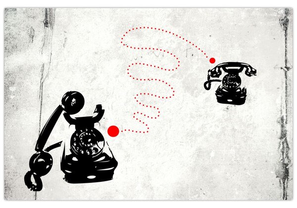 Tablou - Desen de telefon în stilul lui Banksy (90x60 cm)