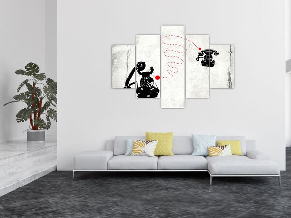 Tablou - Desen de telefon în stilul lui Banksy (150x105 cm)