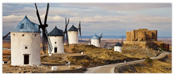 Tablou - Morile de vânt din Consuegra, Spania (120x50 cm)