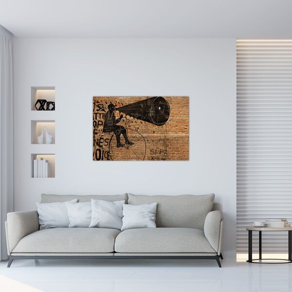 Tablou - Barbat cu biciclete stil Bansky (90x60 cm)