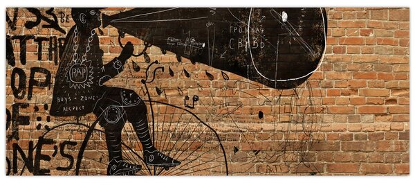 Tablou - Barbat cu biciclete stil Bansky (120x50 cm)