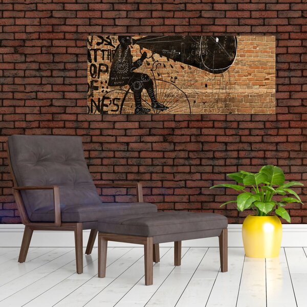 Tablou - Barbat cu biciclete stil Bansky (120x50 cm)