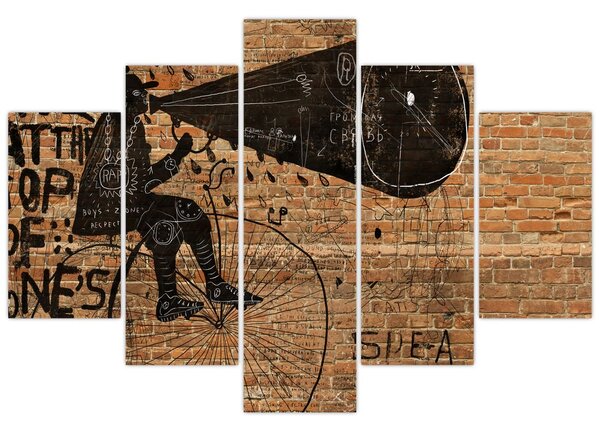 Tablou - Barbat cu biciclete stil Bansky (150x105 cm)