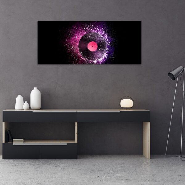Tablou - Disc de vinil roz-violet (120x50 cm)