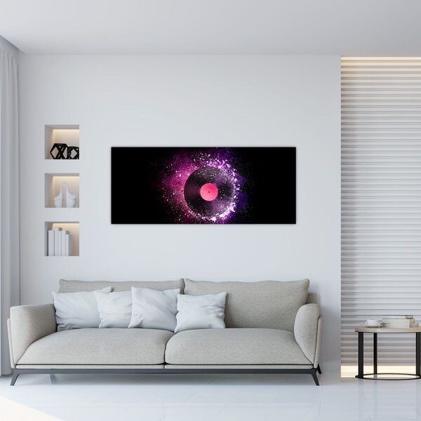 Tablou - Disc de vinil roz-violet (120x50 cm)