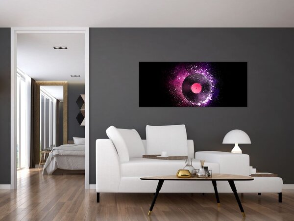 Tablou - Disc de vinil roz-violet (120x50 cm)