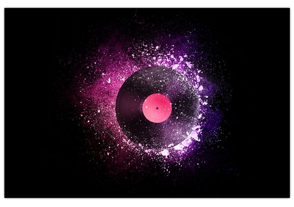 Tablou - Disc de vinil roz-violet (90x60 cm)