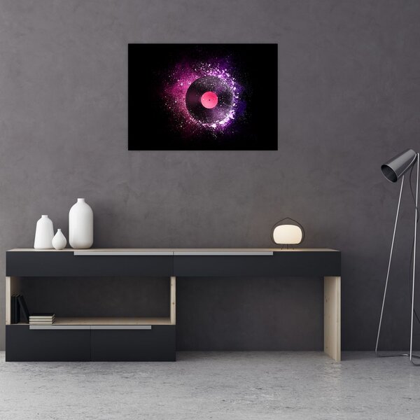Tablou - Disc de vinil roz-violet (70x50 cm)