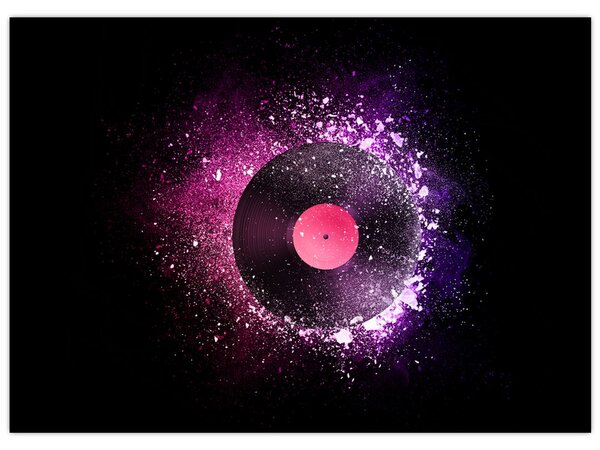 Tablou - Disc de vinil roz-violet (70x50 cm)