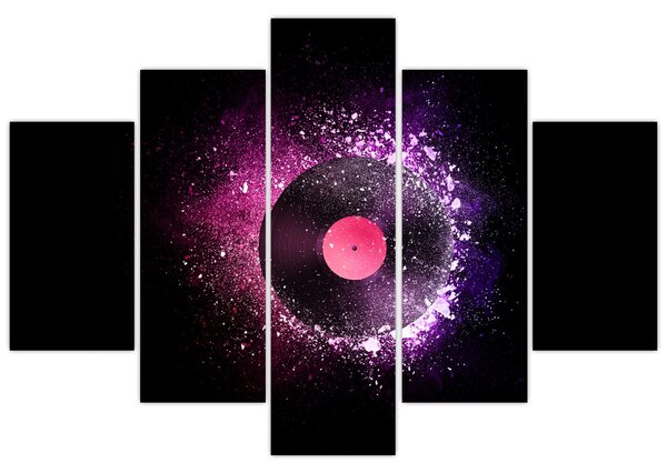 Tablou - Disc de vinil roz-violet (150x105 cm)