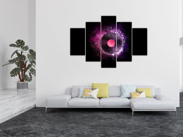 Tablou - Disc de vinil roz-violet (150x105 cm)