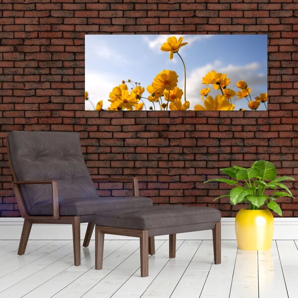 Tablou - Câmp cu flori galben deschis (120x50 cm)
