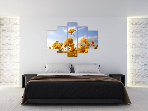 Tablou - Câmp cu flori galben deschis (150x105 cm)