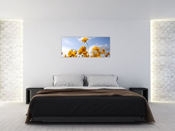 Tablou - Câmp cu flori galben deschis (120x50 cm)