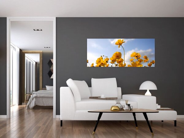 Tablou - Câmp cu flori galben deschis (120x50 cm)