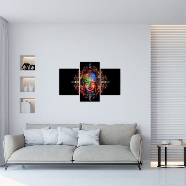Tablou - Bustul lui Buddha în culori neon (90x60 cm)