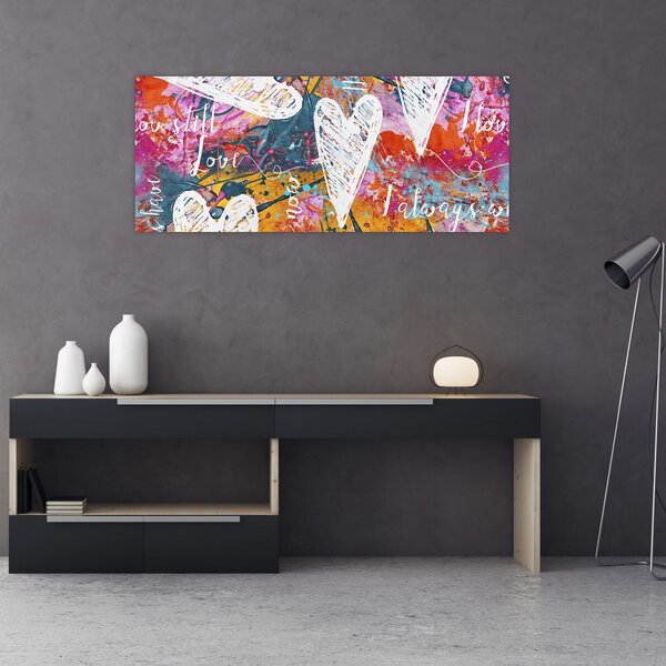 Tablou - Inima pe un fundal abstract (120x50 cm)