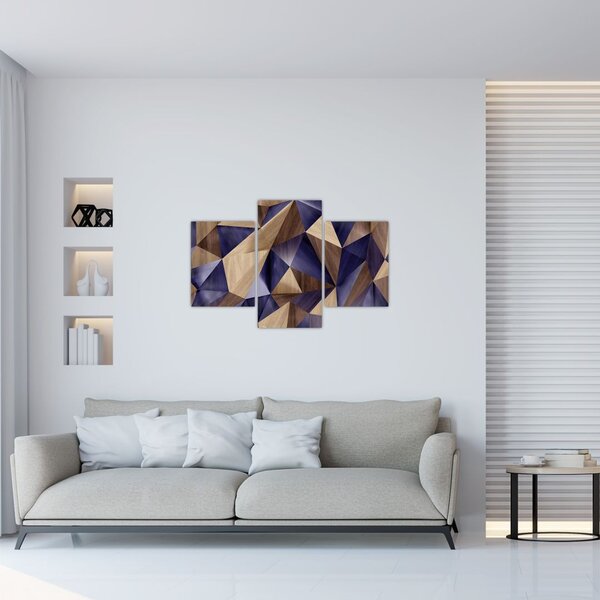 Tablou - 3D triunghiuri de lemn (90x60 cm)