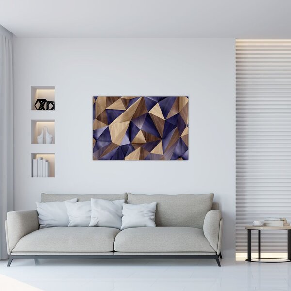 Tablou - 3D triunghiuri de lemn (90x60 cm)