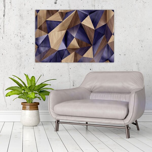 Tablou - 3D triunghiuri de lemn (90x60 cm)