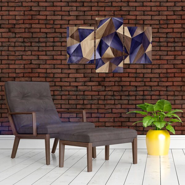 Tablou - 3D triunghiuri de lemn (90x60 cm)
