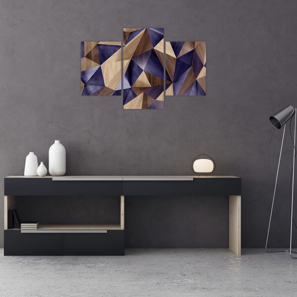 Tablou - 3D triunghiuri de lemn (90x60 cm)