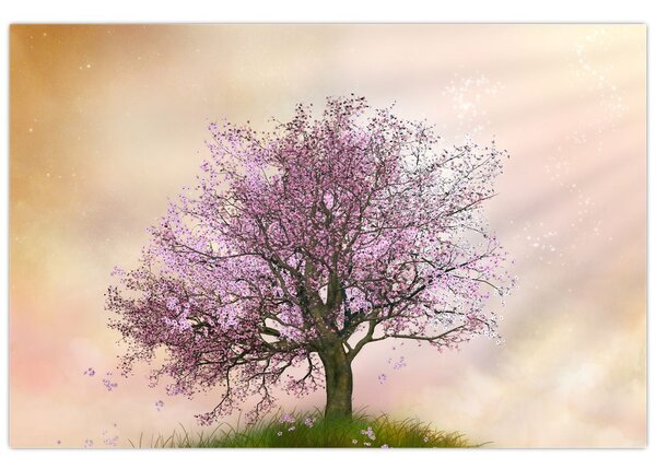 Tablou - Copacul înflorit în deal (90x60 cm)