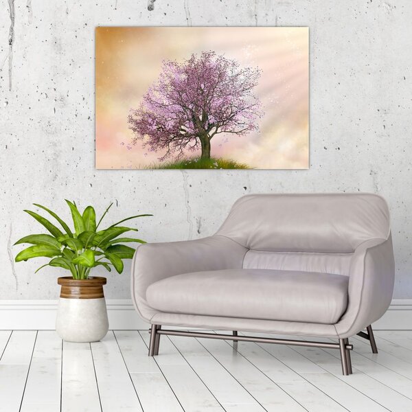 Tablou - Copacul înflorit în deal (90x60 cm)