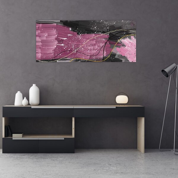 Tablou - Abstracție roz-roșu (120x50 cm)