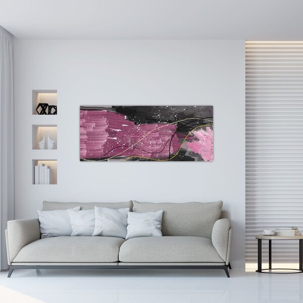 Tablou - Abstracție roz-roșu (120x50 cm)