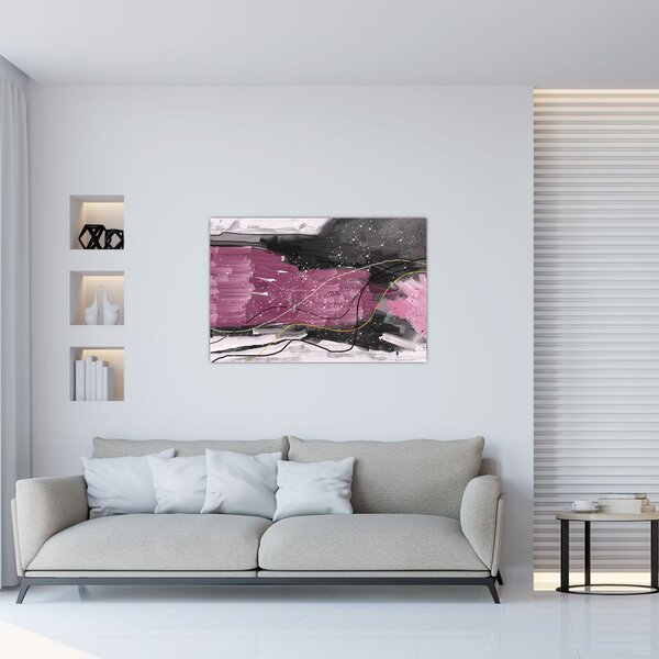 Tablou - Abstracție roz-roșu (90x60 cm)