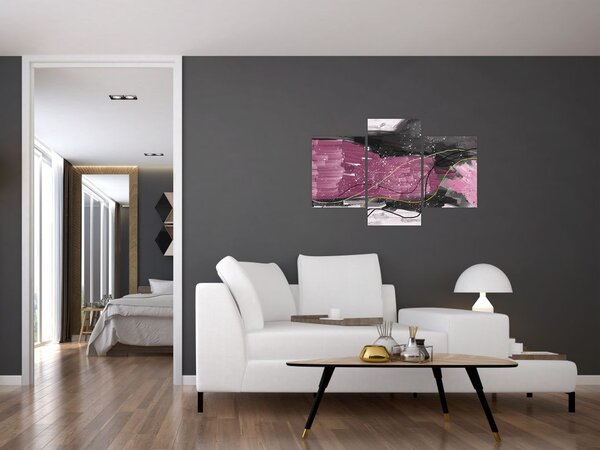 Tablou - Abstracție roz-roșu (90x60 cm)