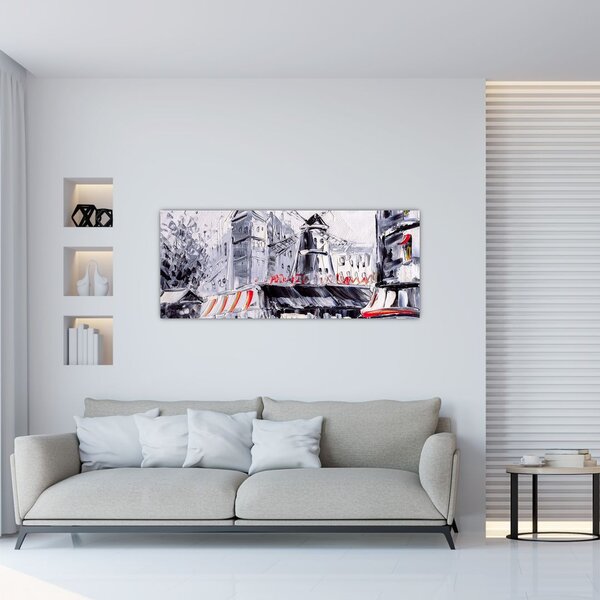 Tablou - Strada din Paris, pictură în ulei (120x50 cm)