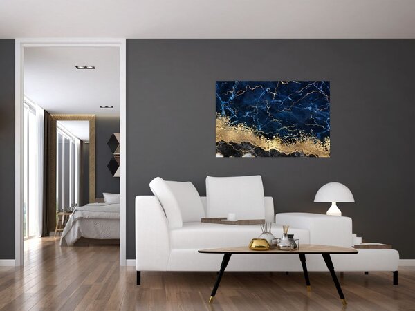 Tablou - Marmură albastru închis (90x60 cm)