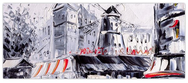 Tablou - Strada din Paris, pictură în ulei (120x50 cm)