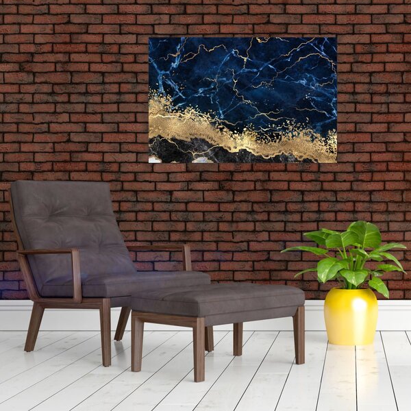 Tablou - Marmură albastru închis (90x60 cm)