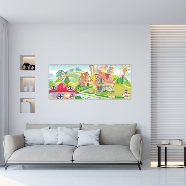 Tablou - Orășel colorat (120x50 cm)