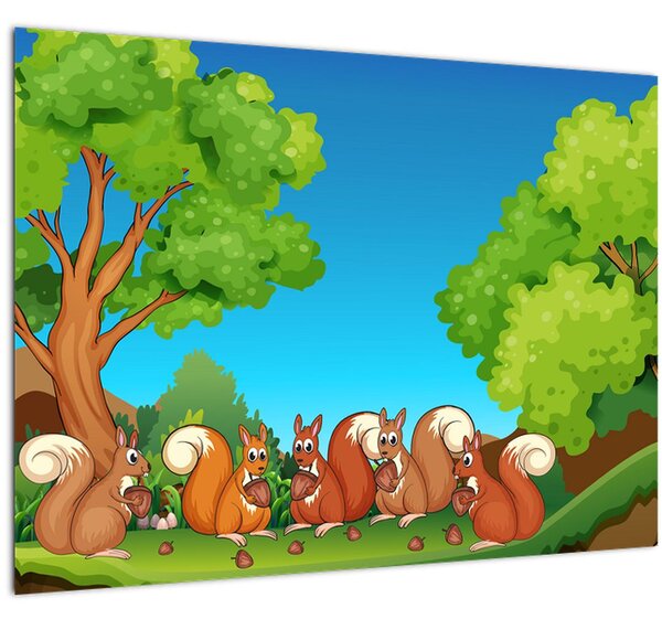 Tablou - Veverițe vesele (70x50 cm)