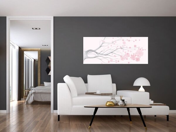 Tablou - Flori roz (120x50 cm)