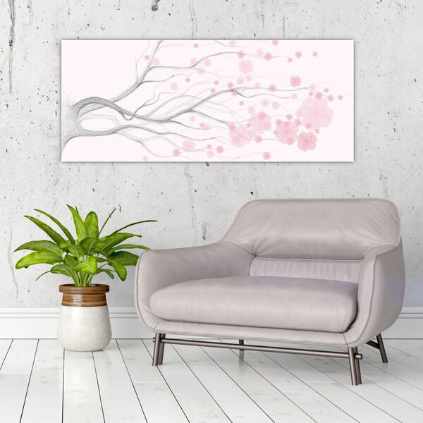 Tablou - Flori roz (120x50 cm)