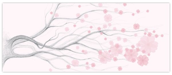 Tablou - Flori roz (120x50 cm)