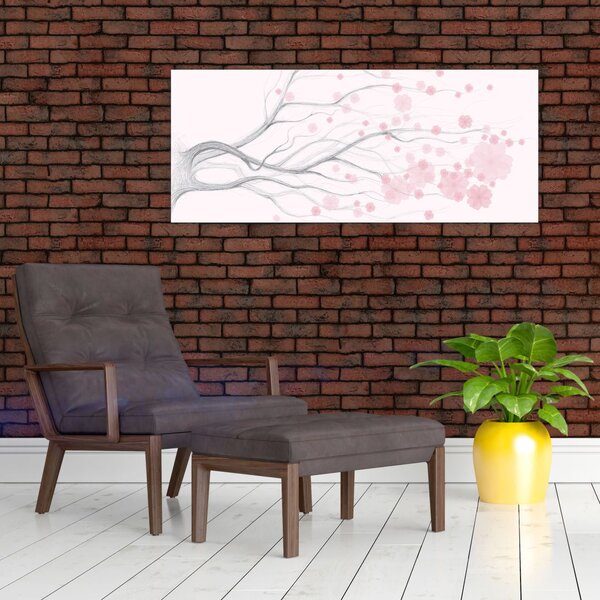 Tablou - Flori roz (120x50 cm)