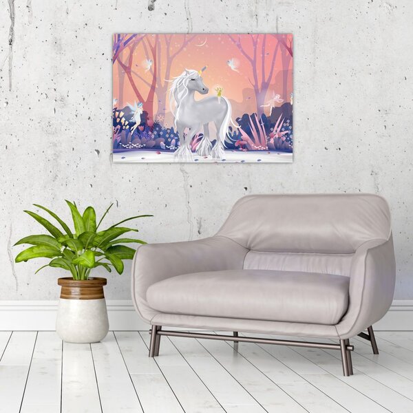 Tablou - Unicorn în pădurea fermecată (70x50 cm)