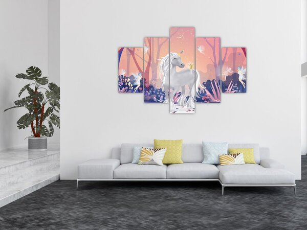 Tablou - Unicorn în pădurea fermecată (150x105 cm)