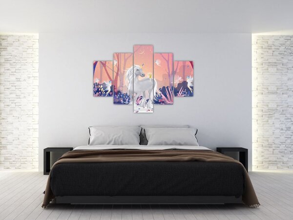 Tablou - Unicorn în pădurea fermecată (150x105 cm)