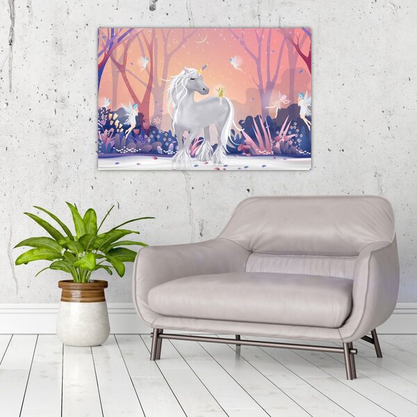 Tablou - Unicorn în pădurea fermecată (90x60 cm)