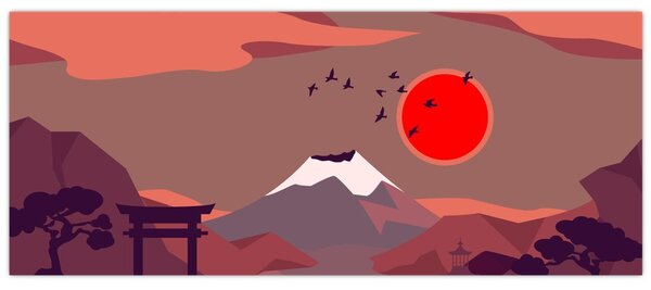 Tablou - Ilustrație a Muntelui Fuji (120x50 cm)