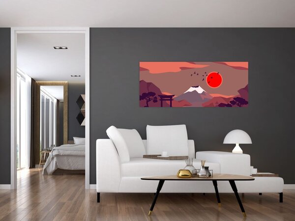 Tablou - Ilustrație a Muntelui Fuji (120x50 cm)